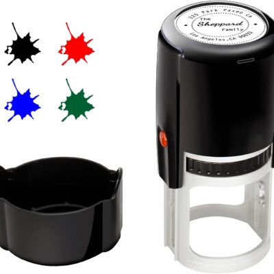 Aolun Custom Self Inking Stamp, Personalized Return Address Round Business Stamp, 1-5/8 Inches Diameter, Multiple Ink Colors and Fonts